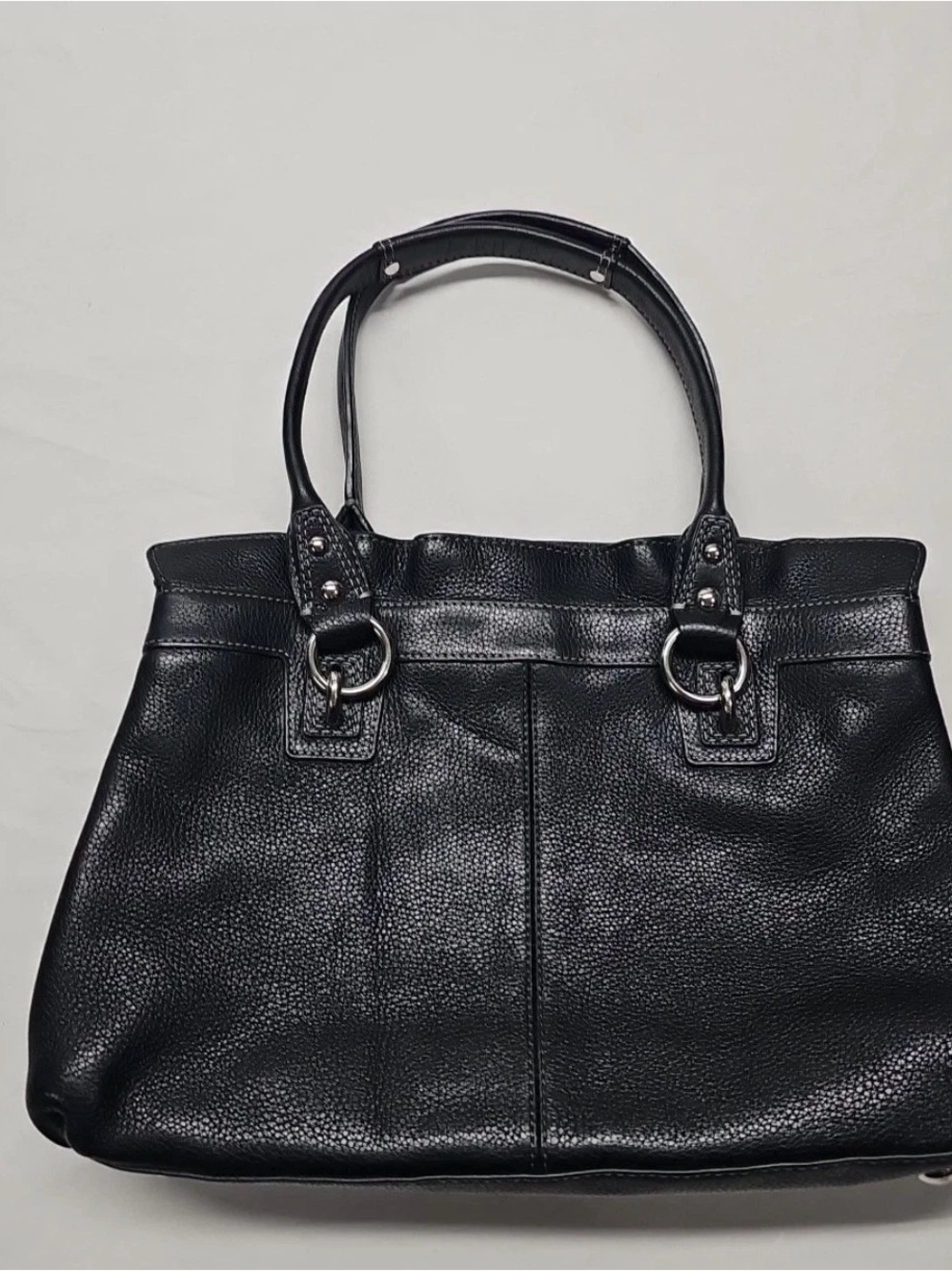 Coach Satchel F14686 Penelope Handbag Ruffled Top Tote Bag Black Pebbled Leather - Picture 6 of 7